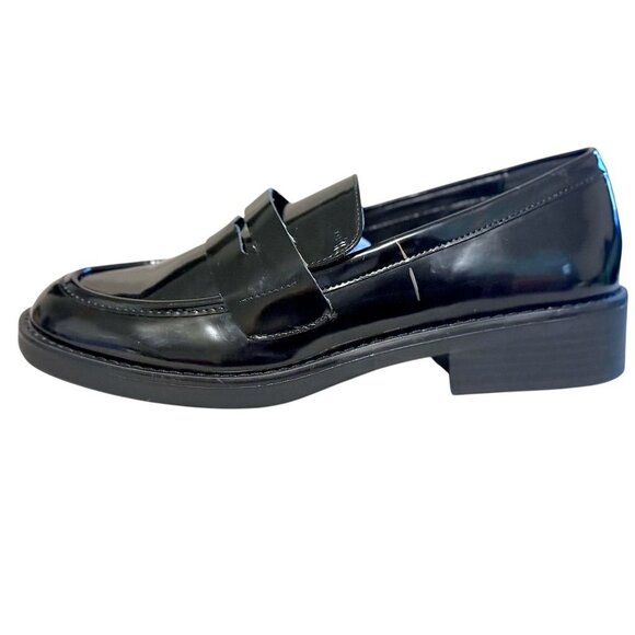 Madden Girl Womens Black Patent Leather Loafers Size 8M Slip-On Round Toe NWOB - Picture 9 of 10